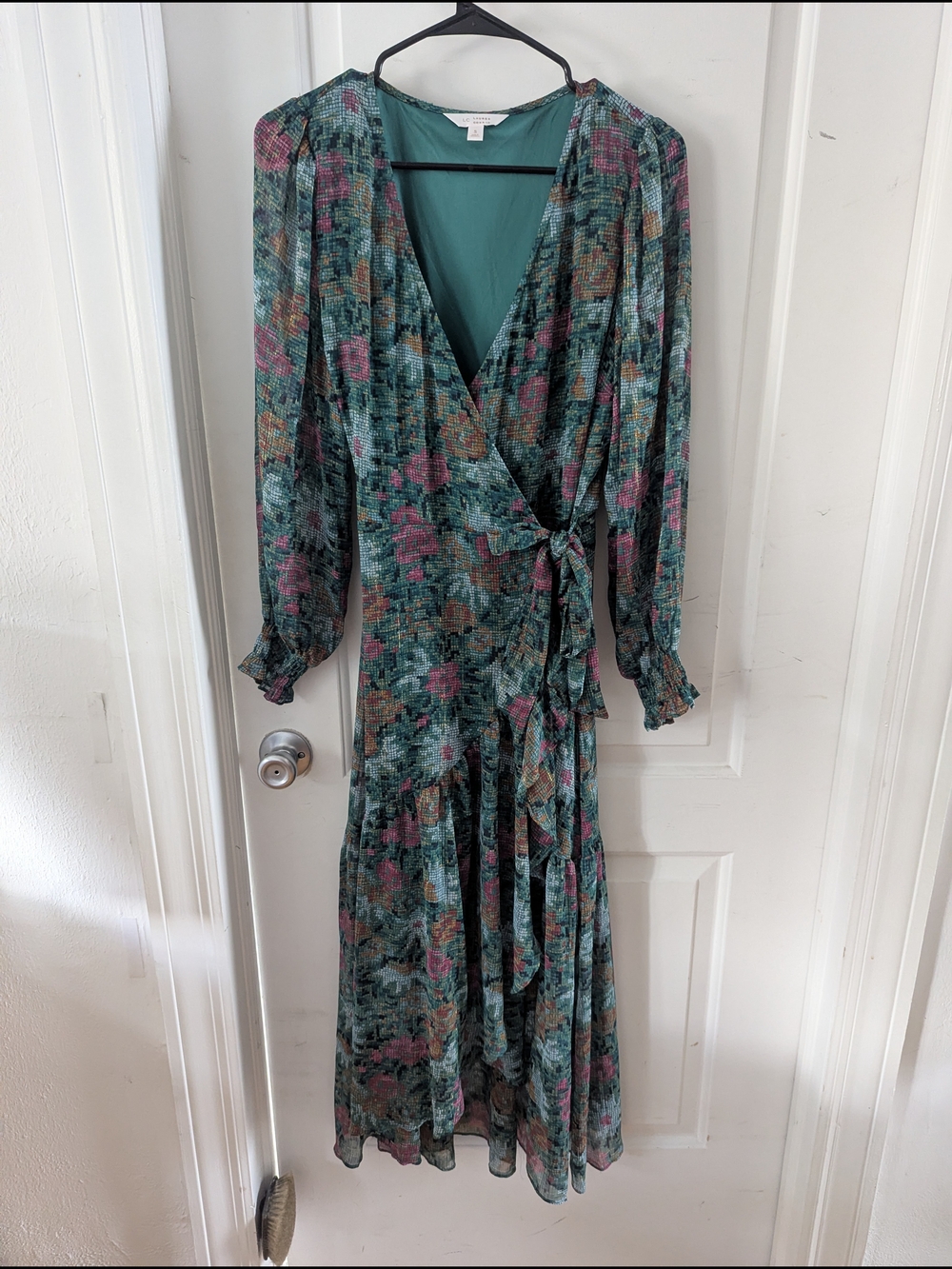LC Lauren Conrad Teal Floral Wrap Maxi Dress